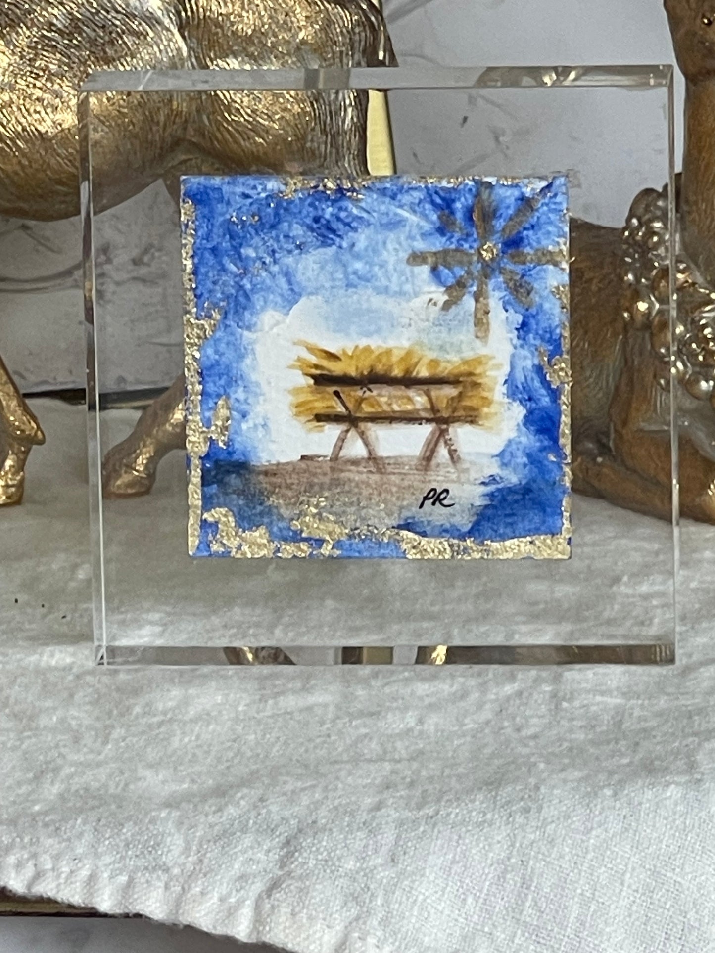 watercolor golf leaf manger