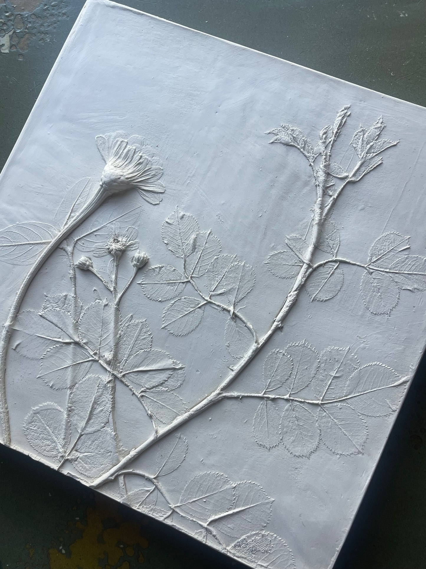 Lady of Shallot & Zinnia Botanical Bas Relief